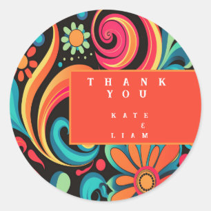 Sticker Rond coloré des années 70 