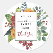 Sticker Rond Coloré élégant floral (Devant)