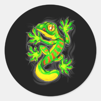 Sticker Rond Coloré Lizard Gecko Terrible Animaux sauvages