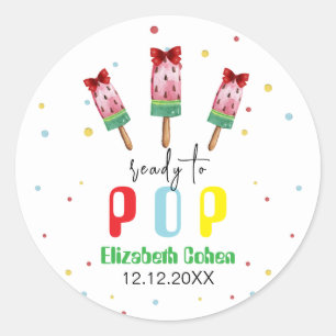 Sticker Rond Coloré Prêt À Pop Baby shower Crème Glace