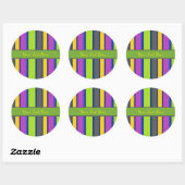 Sticker Rond Coloré rayé (Feuille)