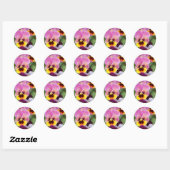 Sticker Rond Coloré rose et jaune Pansy Flower (Feuille)