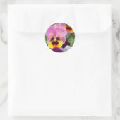 Sticker Rond Coloré rose et jaune Pansy Flower (Sac)