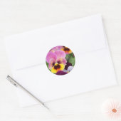 Sticker Rond Coloré rose et jaune Pansy Flower (Enveloppe)