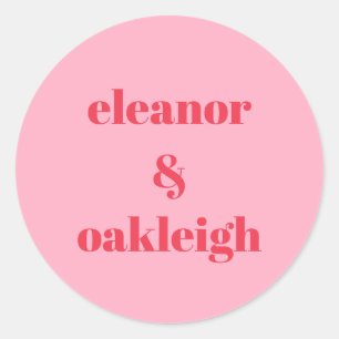 Sticker Rond Coloré Rouge rose moderne Simple Mariage personnal