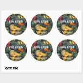 Sticker Rond Coloré squash d'automne et citrouille (Feuille)