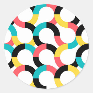 Sticker Rond Coloré, tendance, gai, fun moderne géométrique