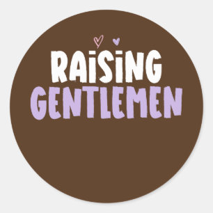Sticker Rond Colored Heart Funny Raising Gentlemen Saying