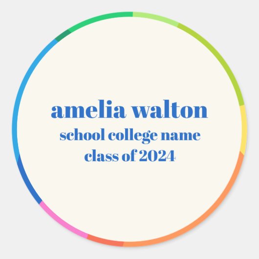 Sticker Rond Colorée Abstraite Rainbow Custom Graduation Party (Devant)