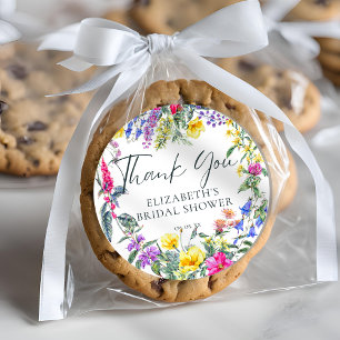 Sticker Rond Colorée Meadow Fleurs sauvages Floral Calligraphie