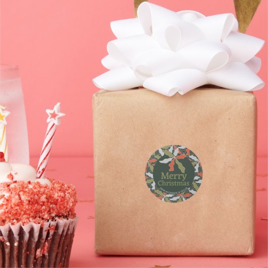 Sticker Rond Colorful Abstract Botanical Christmas (Fête)