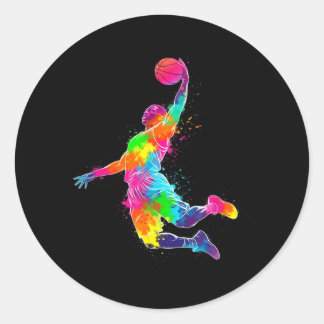 Sticker Rond Colorful Basball Player For Sports Basball Fan