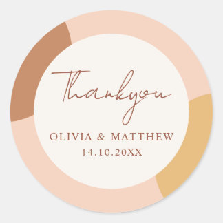 Sticker Rond Colorful Boho Retro Arches Thank You Wedding
