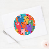 Sticker Rond Colorful cats (Enveloppe)