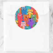 Sticker Rond Colorful cats (Sac)
