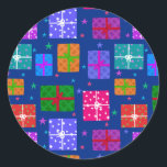 Sticker Rond Colorful Christmas<br><div class="desc">Cadeau de Noël coloré design motif</div>