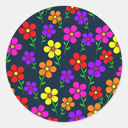 Sticker Rond Colorful Floral Pattern (Devant)