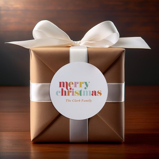 Sticker Rond Colorful Gras Lettres "Joyeux Noël"