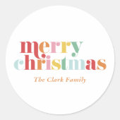 Sticker Rond Colorful Gras Lettres "Joyeux Noël" (Devant)