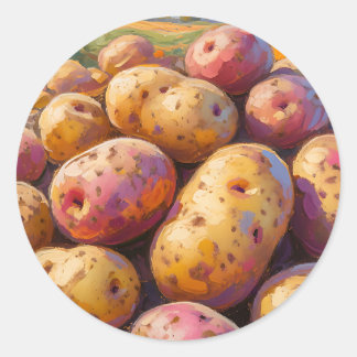 Sticker Rond Colorful Harvest Potatoes 