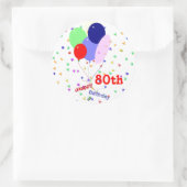 Sticker Rond Colorful Joyeux 80e Anniversaire Ballons (Sac)