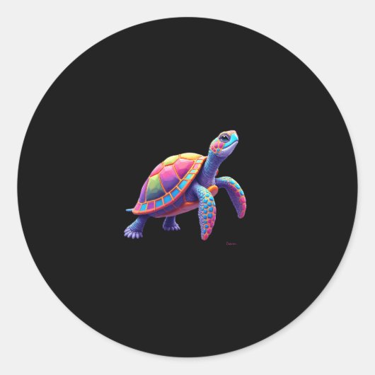 Sticker Rond Colorful Splash Eastern Box Turtle (4) (Devant)