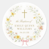 Sticker Rond Colorful Spring Wildflower Meadow Baptism (Devant)