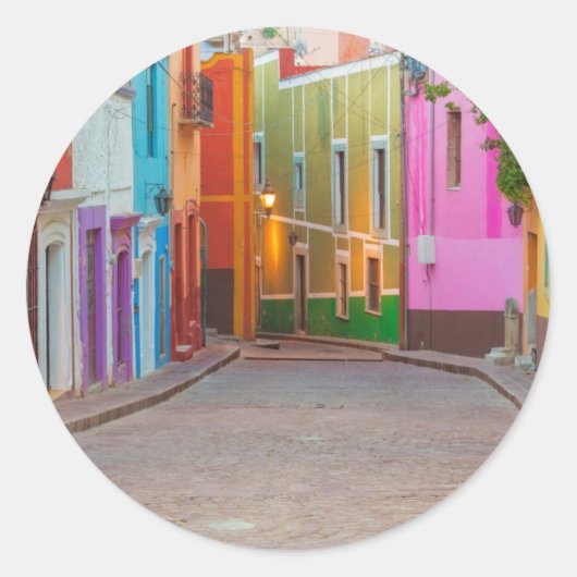Sticker Rond Colorful street scene (Devant)