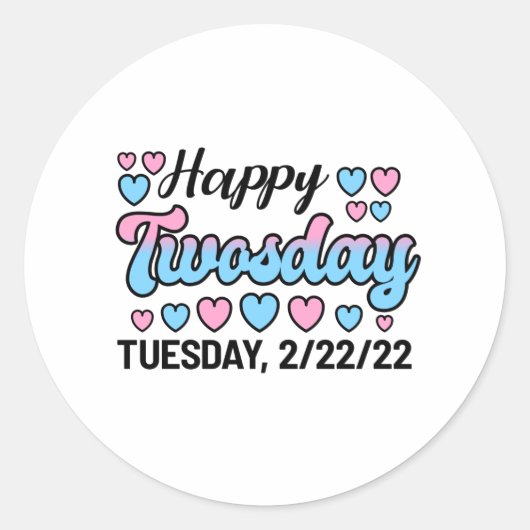 Sticker Rond Colorful Twosday 22 février 2022 Coeurs (Devant)