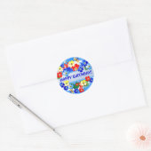 Sticker Rond Colourful art Deco Flowers (Enveloppe)