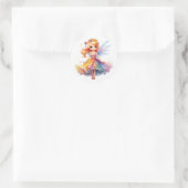 Sticker Rond Colourful Little Fairy with wide dress (Sac)