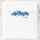 Sticker Rond Columbia Missouri Skyline Blue (Sac)