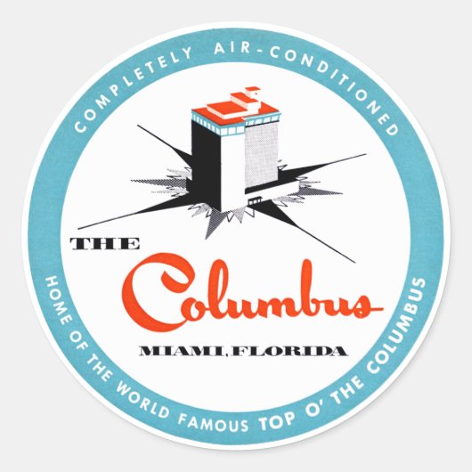 Sticker Rond Columbus Hotel Miami Floride (Devant)