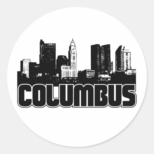 Sticker Rond Columbus Skyline (Devant)