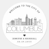 Sticker Rond Columbus Skyline | Accueil Mariage (Devant)