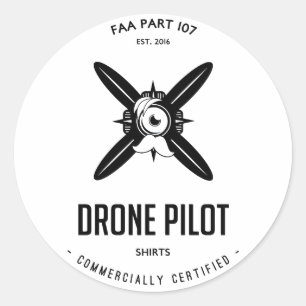 Sticker Rond COM pilote de bourdon de la partie 107 de FAA.
