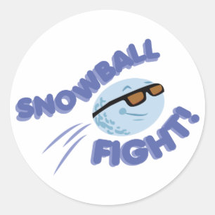 Sticker Rond Combat de boules de neige