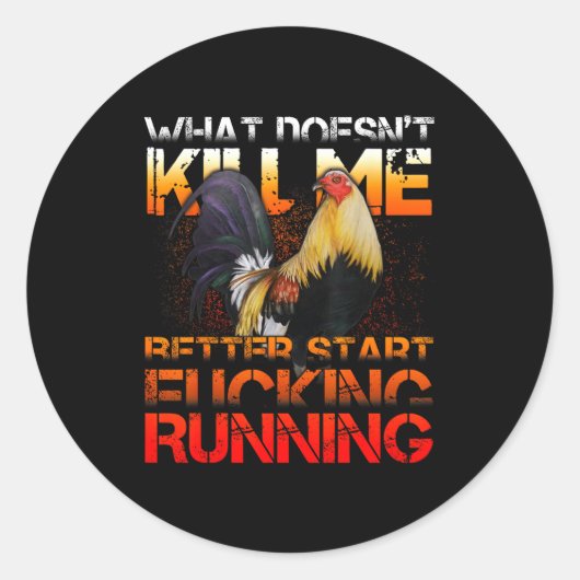 Sticker Rond Combat de Coq Amusant (Devant)