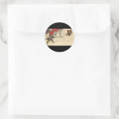 Sticker Rond Combat de Samurai dans la neige vers 1890 (Sac)