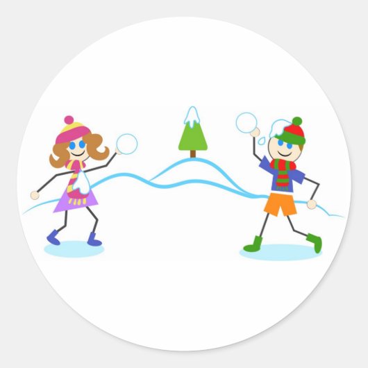 Sticker Rond Combat de snowball (Devant)