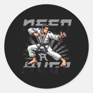 Sticker Rond Combattant d'arts martiaux Judo Karaté Brésilien