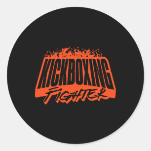 Sticker Rond Combattant de kickboxing, entraînement, vêtements