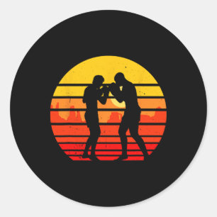 Sticker Rond Combattant de Muay Thai Vintage Kickboxing Thaïlan
