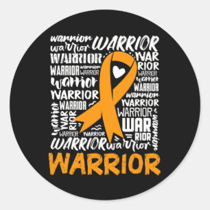 Sticker Rond Combattant du cancer du sang leucémique Ruban oran