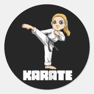 Sticker Rond Combattante de karaté fille