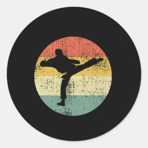 Sticker Rond Combattants de boxe thaïlandaise de kickboxing Mma