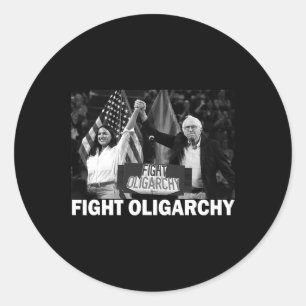 Sticker Rond Combattez l'oligarchie Bernie Sanders et Aoc Liber