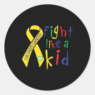 Sticker Rond Combattre comme Kid Gold Ribbon Enfance Cancer Awa