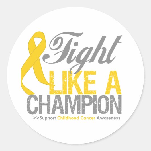 Sticker Rond Combattre comme un champion du cancer de l'enfance (Devant)