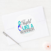 Sticker Rond Combattre comme un guerrier cancer du thyroïde (Enveloppe)